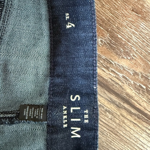 Dark Blue Women's Jeans with gold sparkle detail on bottom - Picture 5 of 6